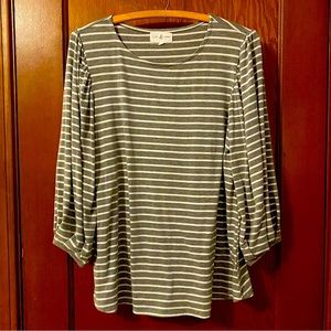 Thyme and Honey 3/4 Sleeve Striped Shirt
